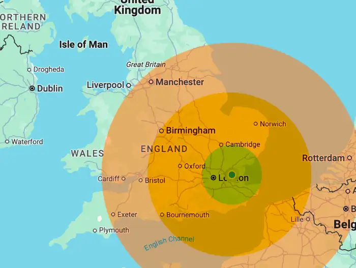 transport map Forklift transport in Essex and surrounding areas